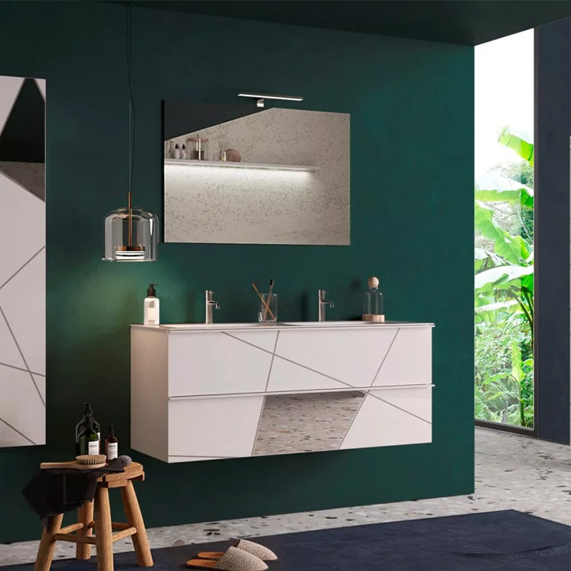 Meuble salle de bain suspendu ARREDOBAGNO CAMPANELLI Miroir - 2 tiroirs + double vasque 120cm
