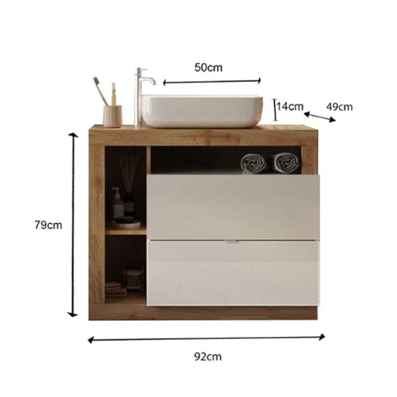 Meuble salle de bain sur pieds ARREDOBAGNO CAMPANELLI 2 tiroirs + 3 niches + vasque à poser 92cm