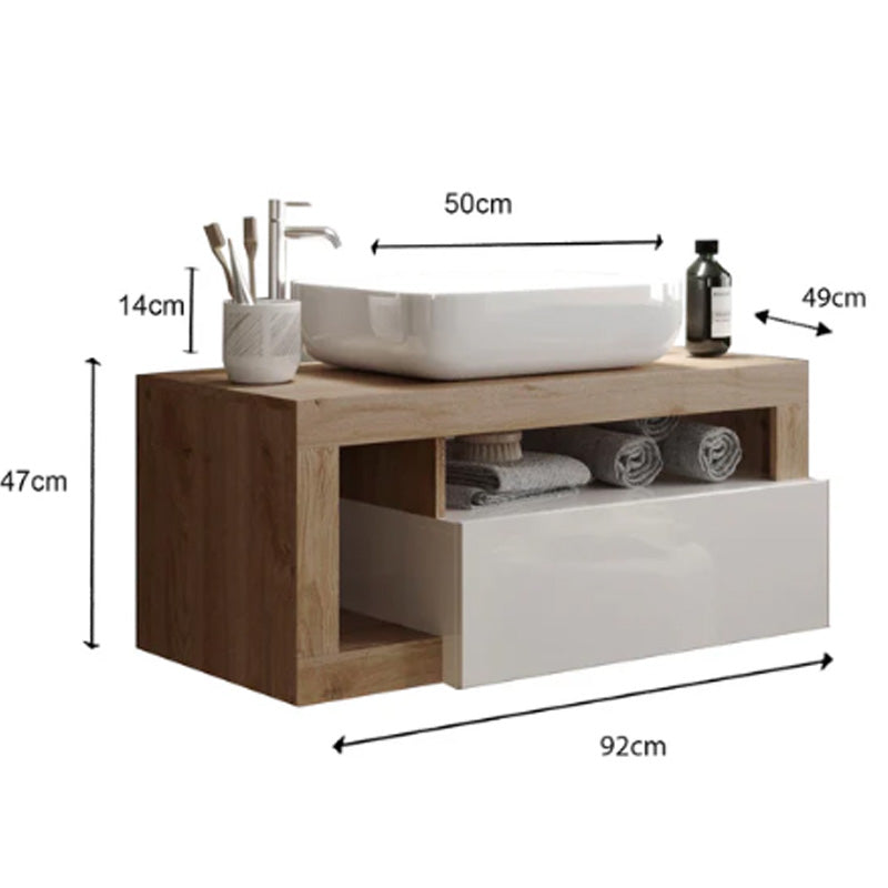 Meuble salle de bain suspendu ARREDOBAGNO CAMPANELLI 1 Tiroir + 2 niches + vasque à poser 92cm