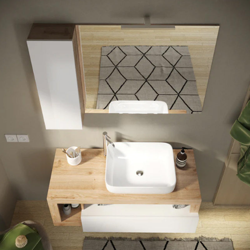 Meuble salle de bain suspendu ARREDOBAGNO CAMPANELLI 1 Tiroir + 2 niches + vasque à poser 92cm