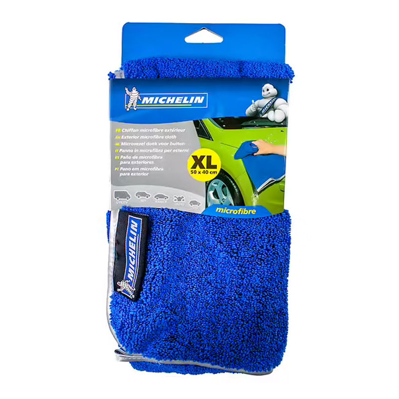Microfibre extérieur - MICHELIN - Spécial carrosserie - Lustrage parfait - Séchage rapide - Format XL 50x40cm - Bleu
