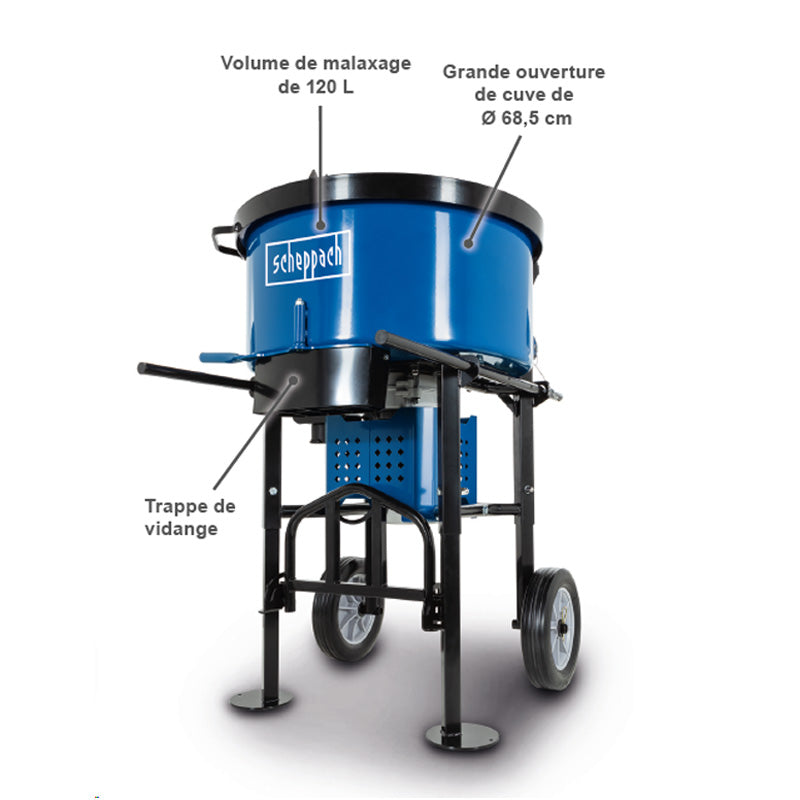 Malaxeur Mélangeur SCHEPPACH CCM130 - 1600W - 120L