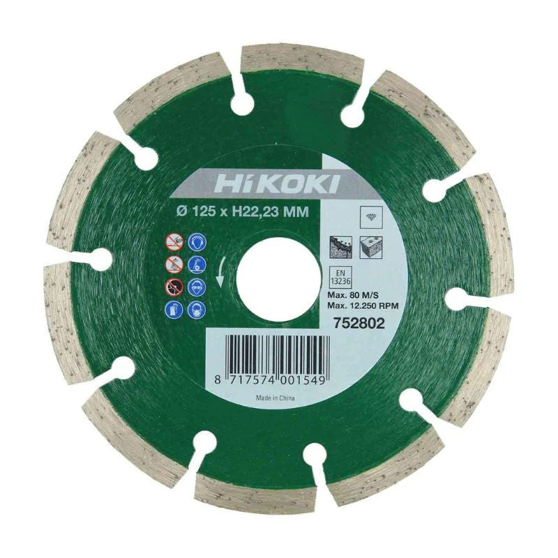 Pack Meuleuse Ø125 36/18V Brushless + disque diamant + 10 disques à tronçonner HIKOKI G3613DVEW2Z & 752802 & 782304 avec Hitcase III