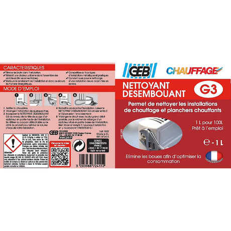 Nettoyant Désembouant G3 GEB pour nettoyer les installations de chauffage 1L