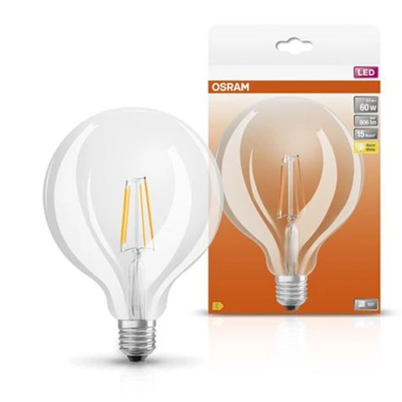 Osram Ampoule LED Filament, Globe, Culot E27, 6.5W, 220-240V, claire, Blanc Chaud 2700K
