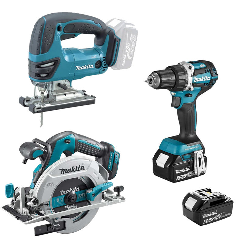 Pack 3 outils MAKITA LOT0379 avec DDF485RTJ + DJV180ZX + DHS680Z et BL1840B
