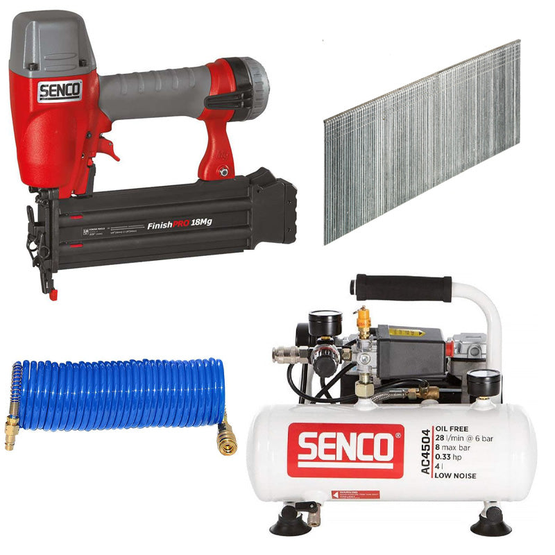 Pack menuisier: Cloueur FINISH PRO 18GA + Clous + Compresseur + Tuyaux - SENCO - Senco-B3
