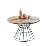 Table Paul - 4 à 6 places - 79 x 120 x 120 cm - metal & teck - bois & noir