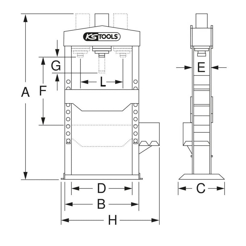 Presse hydraulique 30t à pompe hydraulique 2 vitesses - KS TOOLS - 160.0114
