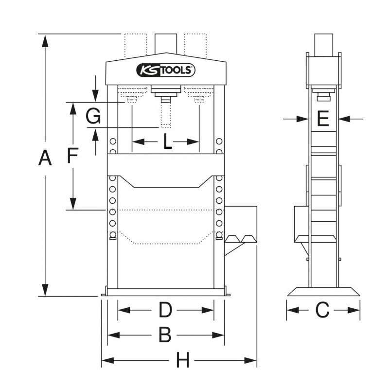 Presse hydraulique 15t à pompe hydraulique 2 vitesses - KS TOOLS - 160.0112