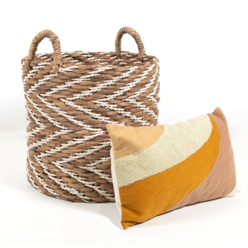 Panier souple Elise - 35 x 35 x 35 cm - taille L - jute - motifs chevrons