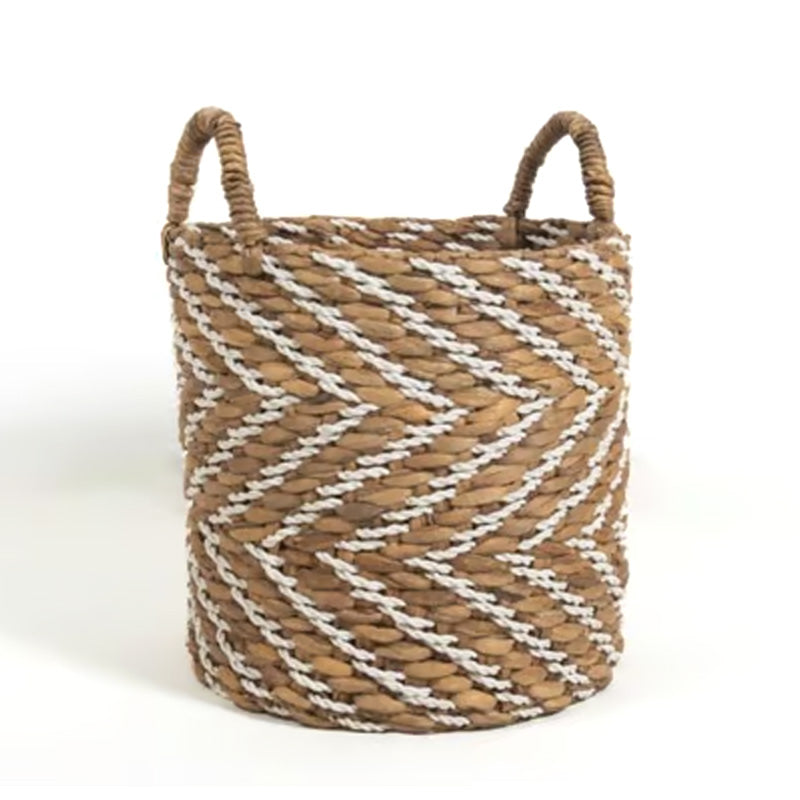 Panier souple Elise - 30 x 30 x 30 cm - taille M - jute - motifs chevrons