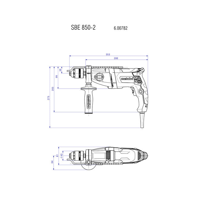 Perceuse à percussion SBE 850-2 850W 20mm METABO 600782500