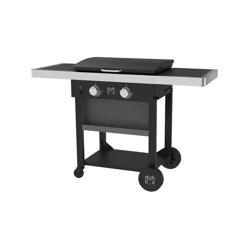 Plancha à gaz Gaia sur chariot avec couvercle - 2 brûleurs