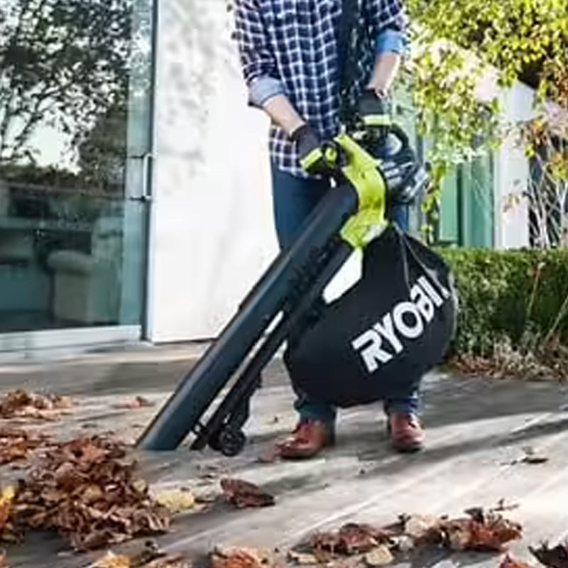 Souffleur aspiro-broyeur 18V - RYOBI OBV18 - 2-en-1 - Brushless / moteur sans charbons - vitesse max. soufflerie 201 km/h - volume d'aspiration : 6,0 m³/min - ratio de broyage : 10:1 - lames métal PowerMulching™ - sac collecteur 35 L (vendu sans batterie)