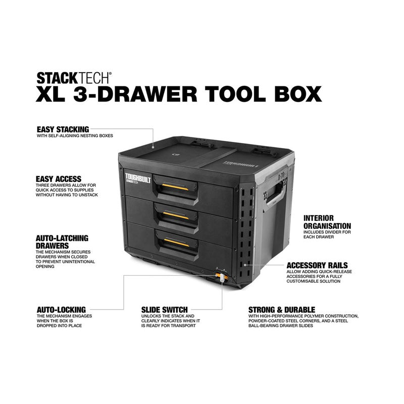 Boite XL 3 tiroirs StackTech TOUGHBUILT TB-B1-D-70-3-BEA