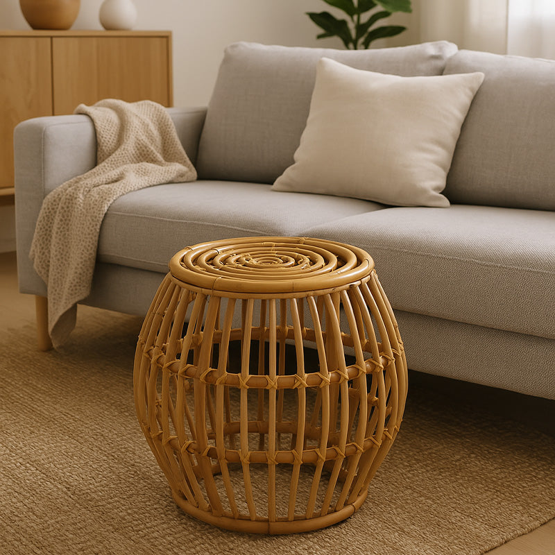 Table d'appoint Hortense - 43 x 43 x 43 cm - rotin - naturel