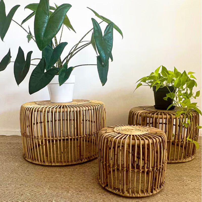 Table d'appoint Manon - 34 x ⌀ 58 cm - taille L - rotin - naturel