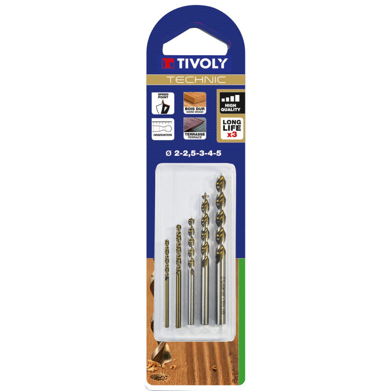 Tivoly   5 forets bois speed point Ø 2 à 5mm