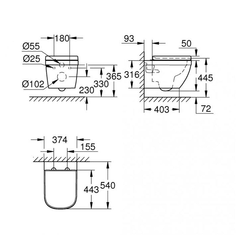 Ensemble WC Suspendu sans bride + Abattant – Euro Ceramic GROHE 39703000