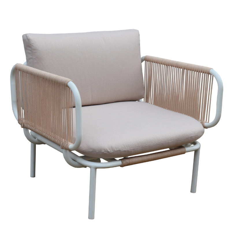 Pack de 2 accoudoirs Bali - 64.5 x 40.5 x 18.5 cm - aluminium & polyester - beige & blanc