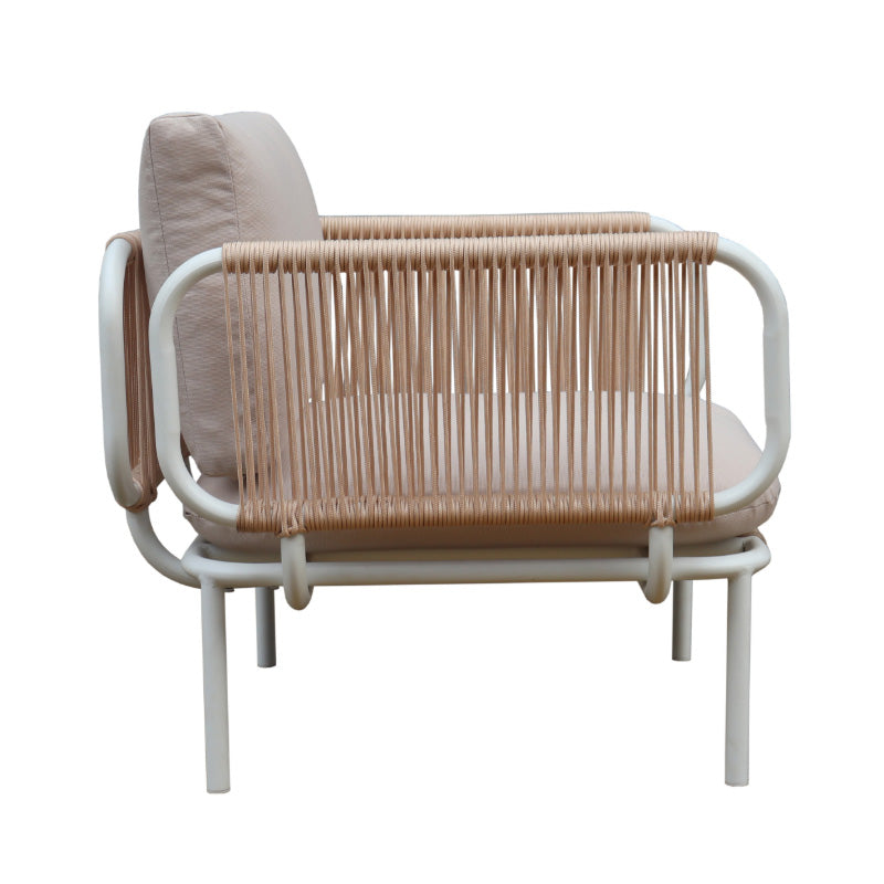 Pack de 2 accoudoirs Bali - 64.5 x 40.5 x 18.5 cm - aluminium & polyester - beige & blanc