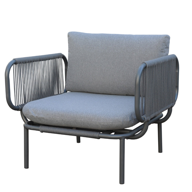 Pack de 2 accoudoirs Bali - 64.5 x 40.5 x 18.5 cm - aluminium & polyester - gris foncé & gris