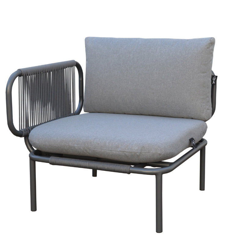 Pack de 2 accoudoirs Bali - 64.5 x 40.5 x 18.5 cm - aluminium & polyester - gris foncé & gris