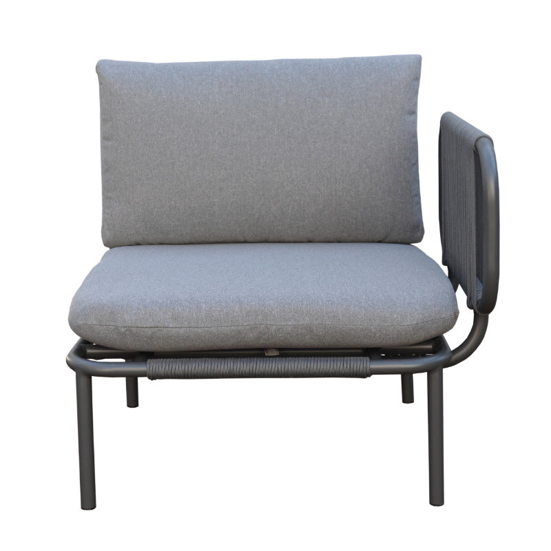 Pack de 2 accoudoirs Bali - 64.5 x 40.5 x 18.5 cm - aluminium & polyester - gris foncé & gris