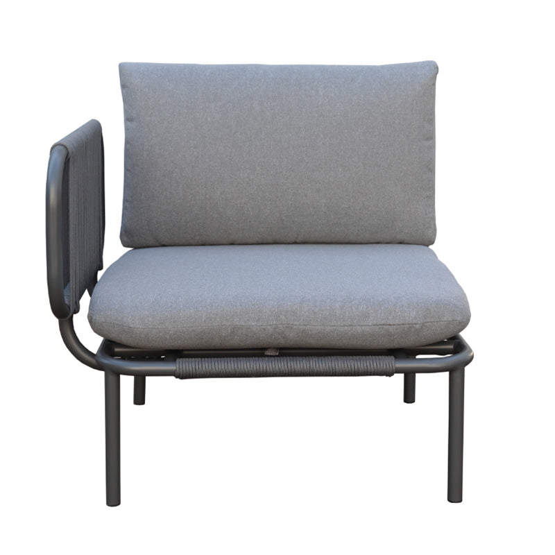 Pack de 2 accoudoirs Bali - 64.5 x 40.5 x 18.5 cm - aluminium & polyester - gris foncé & gris