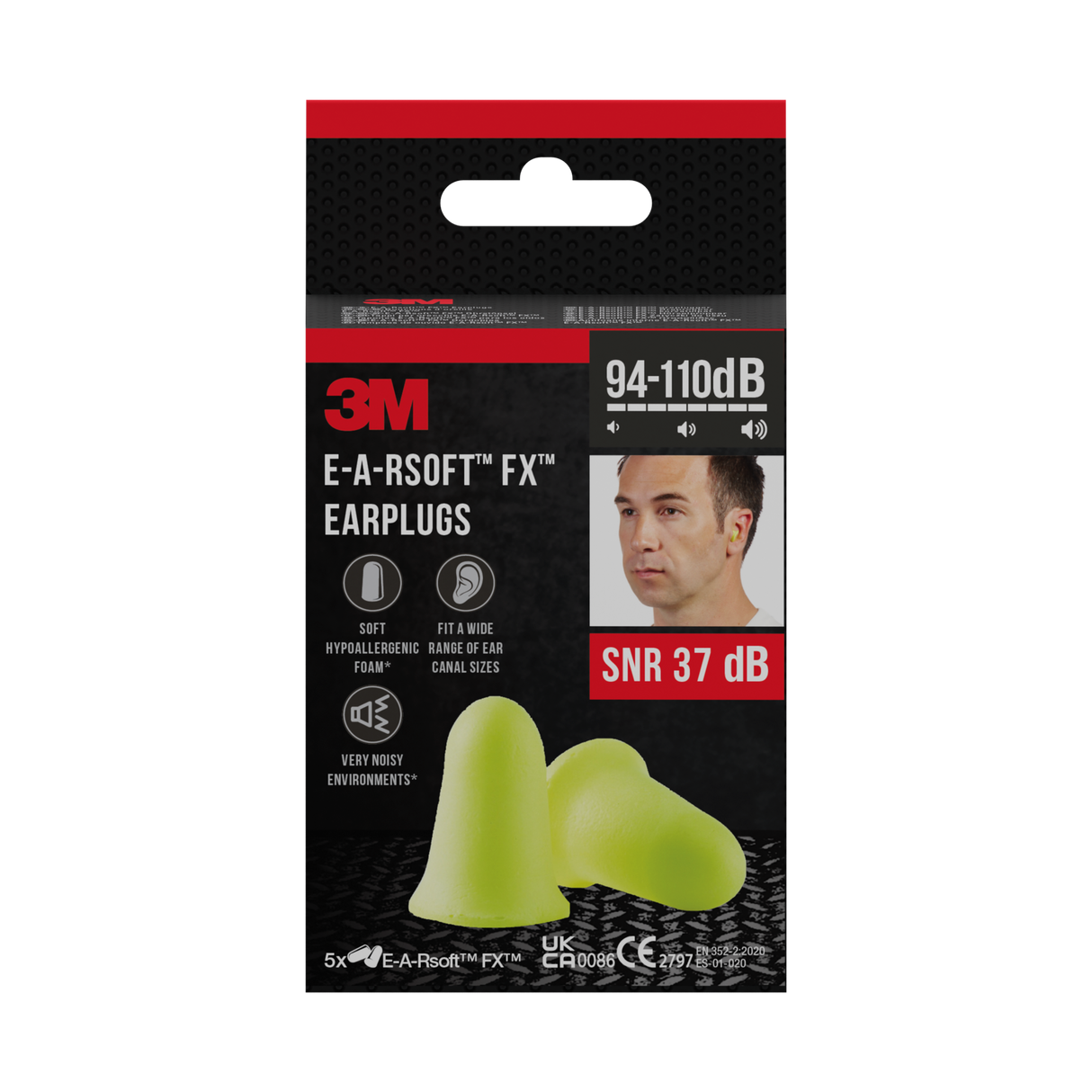 5 Paires de bouchons d'oreilles réutilisables SNR 37 dB