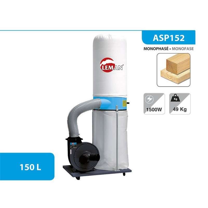 Aspirateur d'atelier à bois 150 litres LEMAN ASP152