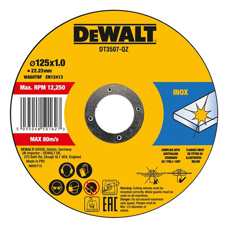 Boite de 10 disques à tronçonner Ø125mmx1mm DEWALT DT3507-QZ