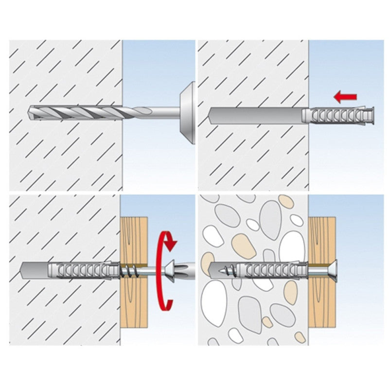 Boîte de 132 chevilles tous matériaux FISCHER 518524 nylon SX - Ø6-8-10 mm