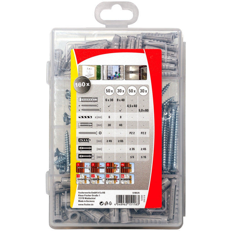 Boîte de 160 chevilles à expansion SX et vis FISCHER 567897 nylon SX - Ø 6-8 mm
