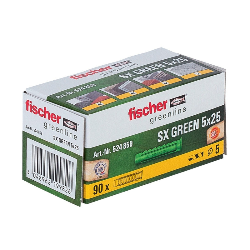 Boite de 90 chevilles à expansion FISCHER SX - vert