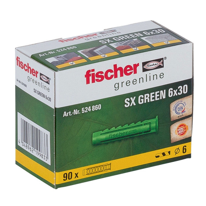 Boite de 90 chevilles à expansion FISCHER SX - vert