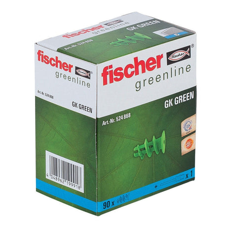 Boîte de 90 chevilles pour carton plâtre GK FISCHER 524868 vert