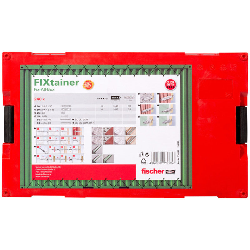 Boîte modulable FIXtainer tous matériaux FISCHER 534092 avec 240 chevilles UX, SX et GK avec vis