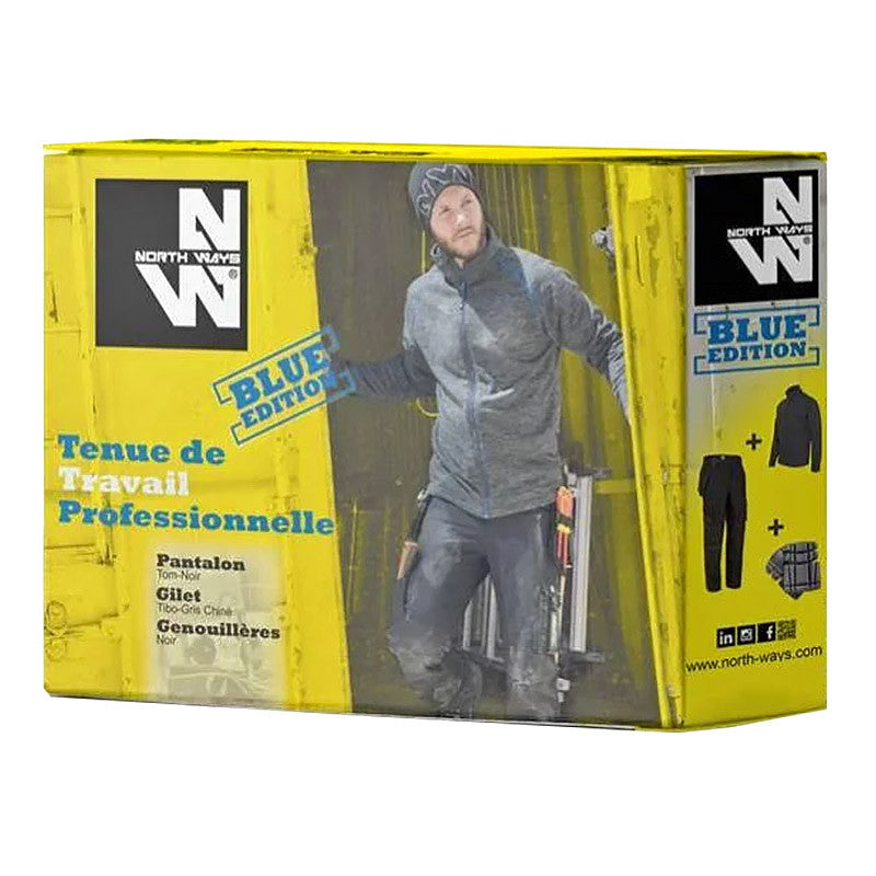Box tenue de travail professionnelle NORTH WAYS Pantalon + Gilet + Genouillères