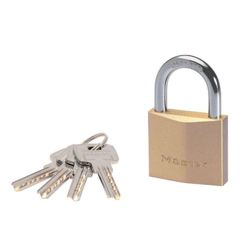 Cadenas à clé laiton massif MASTER LOCK 50mm anse d.8xh.30mm 6 goupilles
