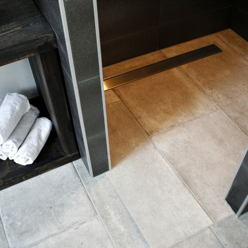 Caniveau de sol à maçonner 80cm MARMOX LD80SLIM - Siphon ultra-plat horizontal - Acier inoxydable