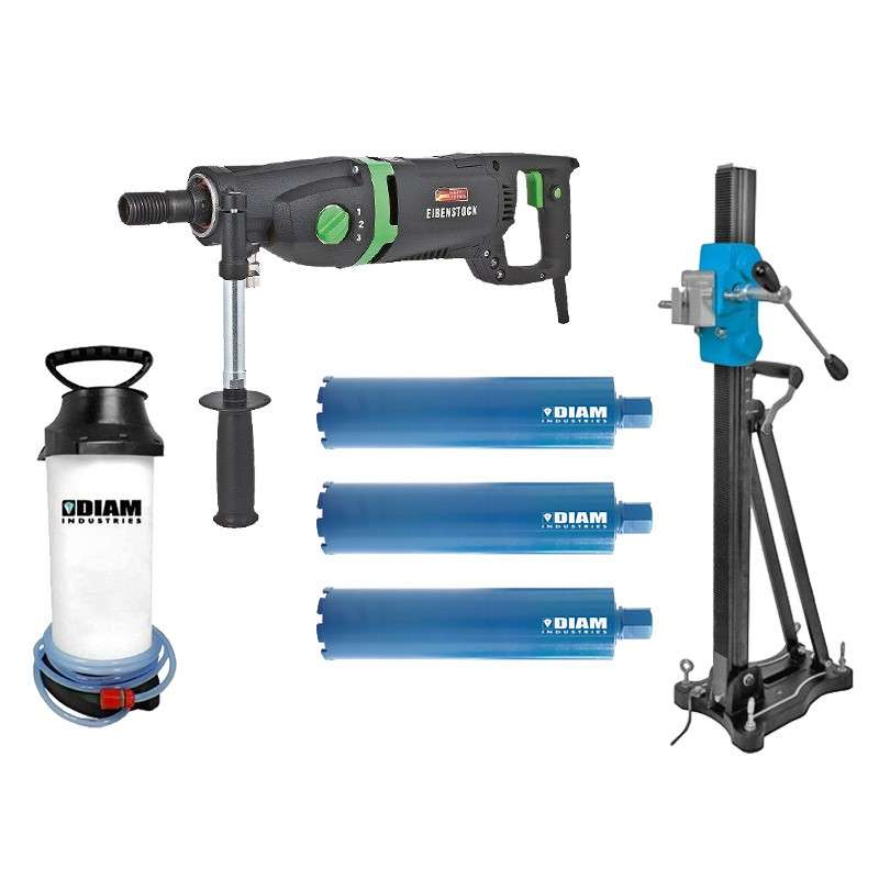 Carotteuse Portative EIBENSTOCK ETN162/3 230 V 2.2 kW Ø 202 + Pulvérisateur + 1 Bâti + 3 couronnes