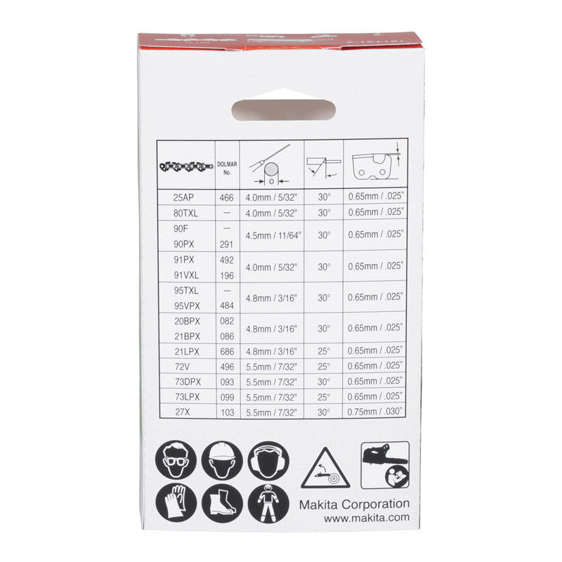 Chaînes de tronçonneuses 8TXL 350mm MAKITA 191T91-3