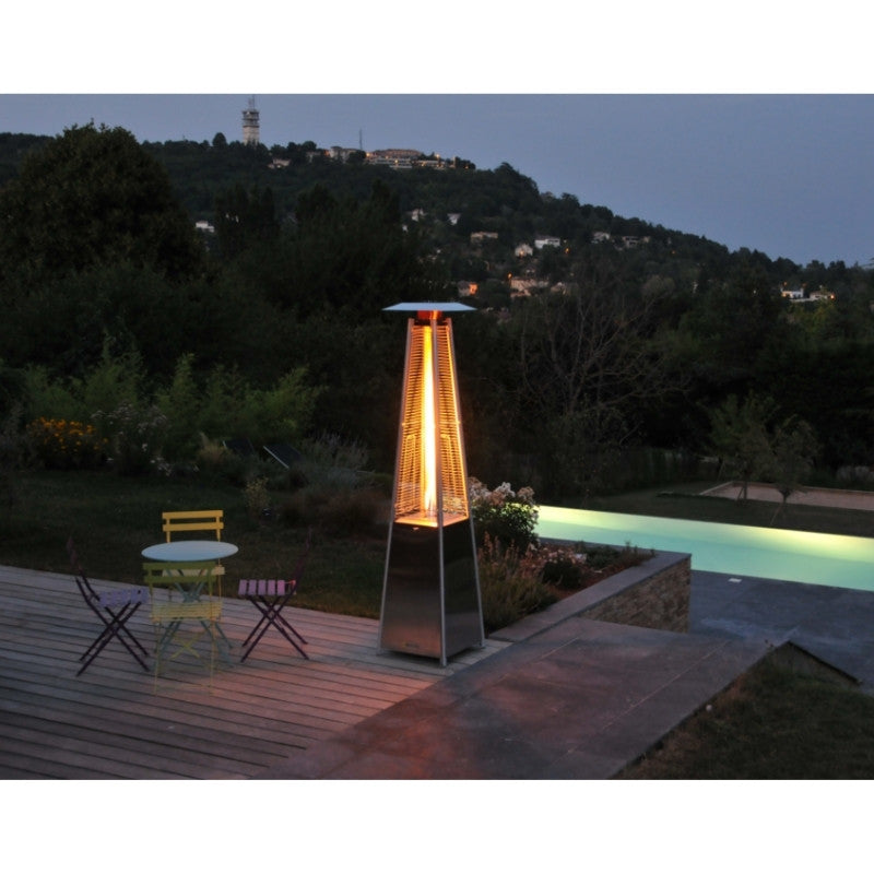 Chauffage Mobile Parasol SOVELOR LOUXOR inox avec tubes quartz au gaz propane de 5 à 13 KW
