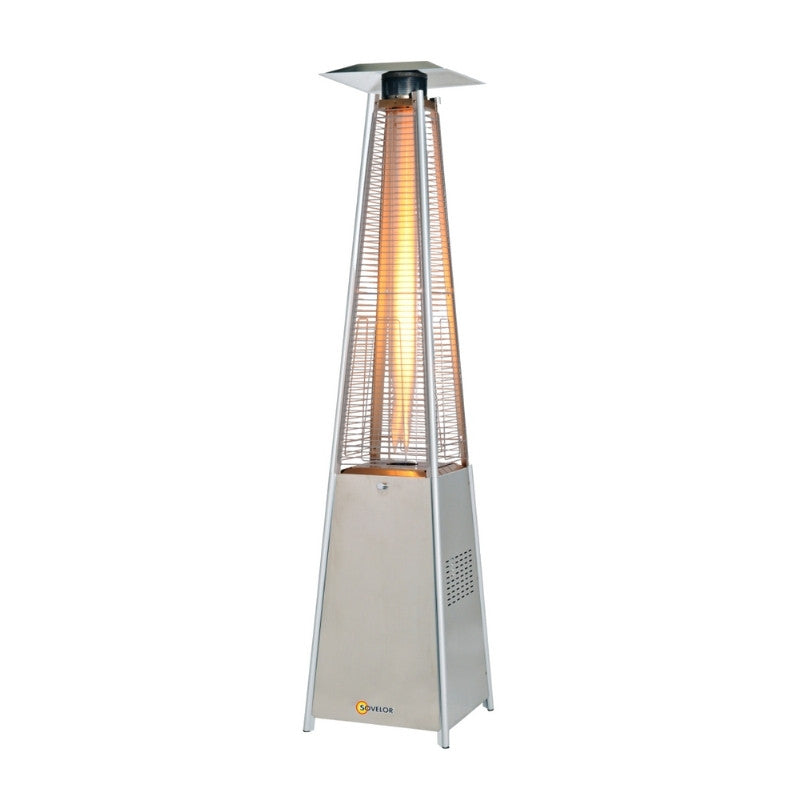 Chauffage Mobile Parasol SOVELOR LOUXOR inox avec tubes quartz au gaz propane de 5 à 13 KW