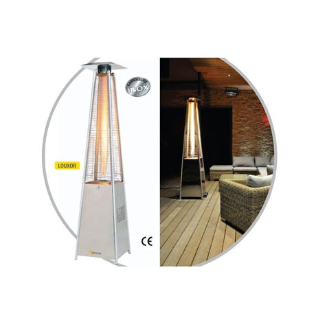 Chauffage Mobile Parasol SOVELOR LOUXOR inox avec tubes quartz au gaz propane de 5 à 13 KW