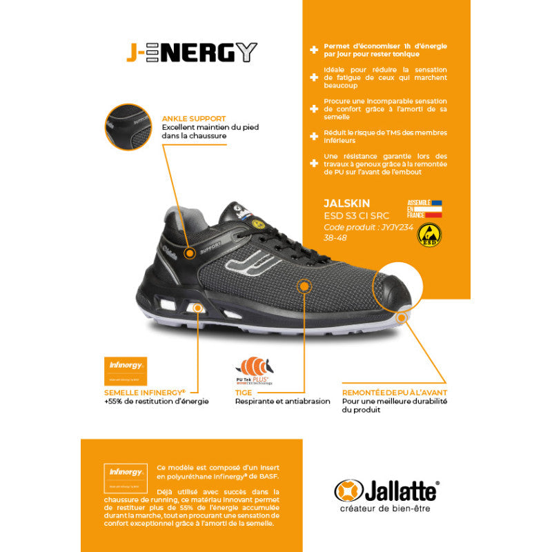 Chaussures de sécurité basse JALLATTE JALSKIN SAS S3 ESD CI SRC