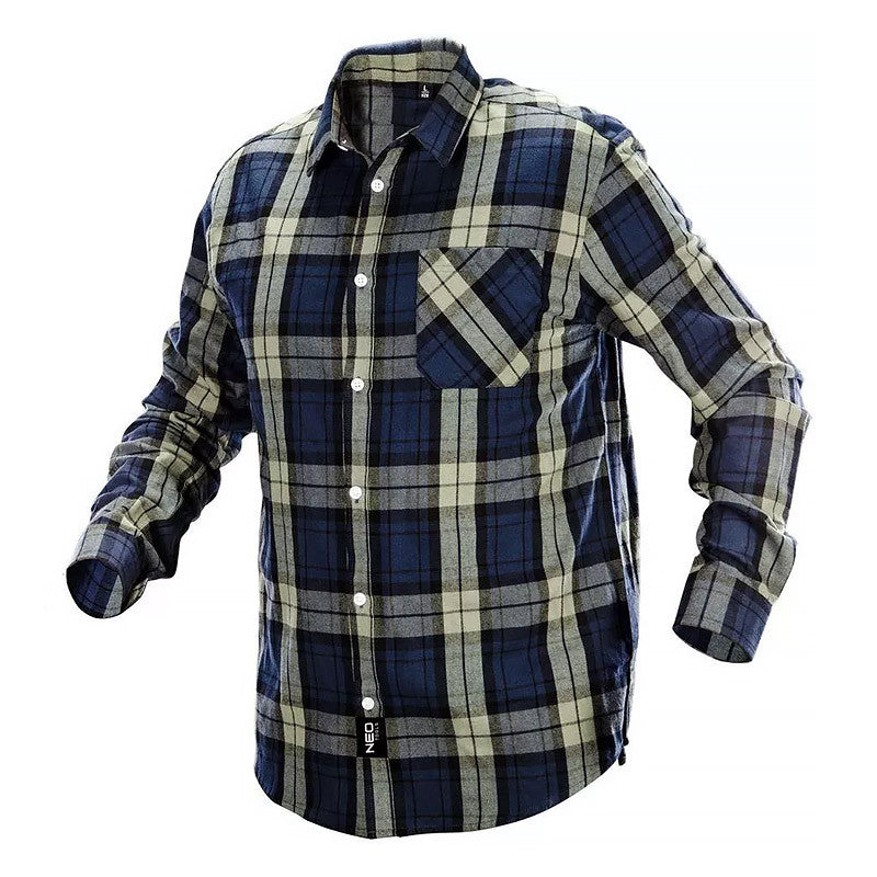 Chemise à carreau homme NEO TOOLS 81-541 bleue olive noire