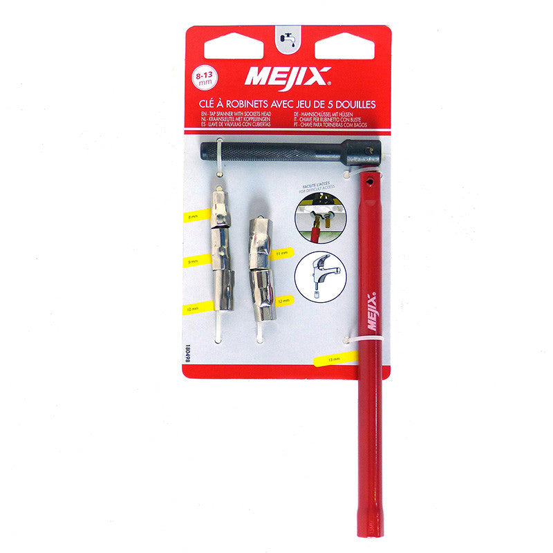 Clé à robinet MEJIX 180498 - 13 mm + douilles 8/9/10/11/12 mm